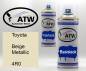Preview: Toyota, Beige Metallic, 4R0: 400ml Sprühdose + 400ml Klarlack - Set, von ATW Autoteile West.